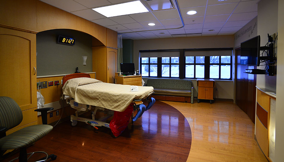 Ortonville Area Health Services patient room with hospital bed and large windows