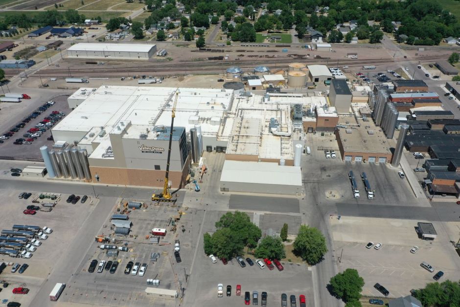 Aerial view of Valley Queen Cheese Factory and surrounding industrial facility